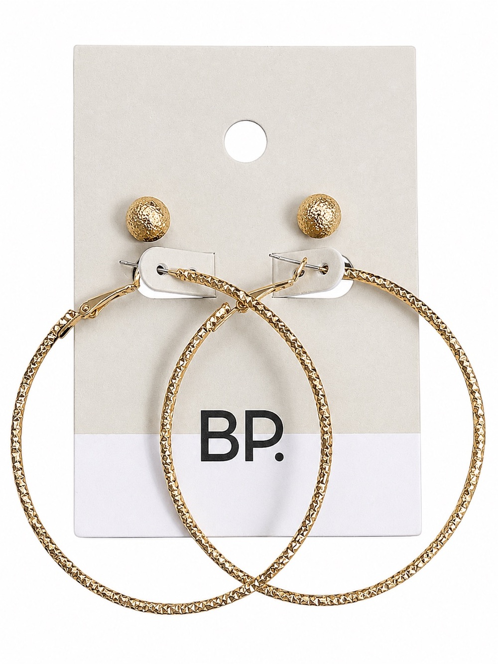 BP. Nordstrom Gold Textured Large Hoop Earrings NWT Statement Jewelry